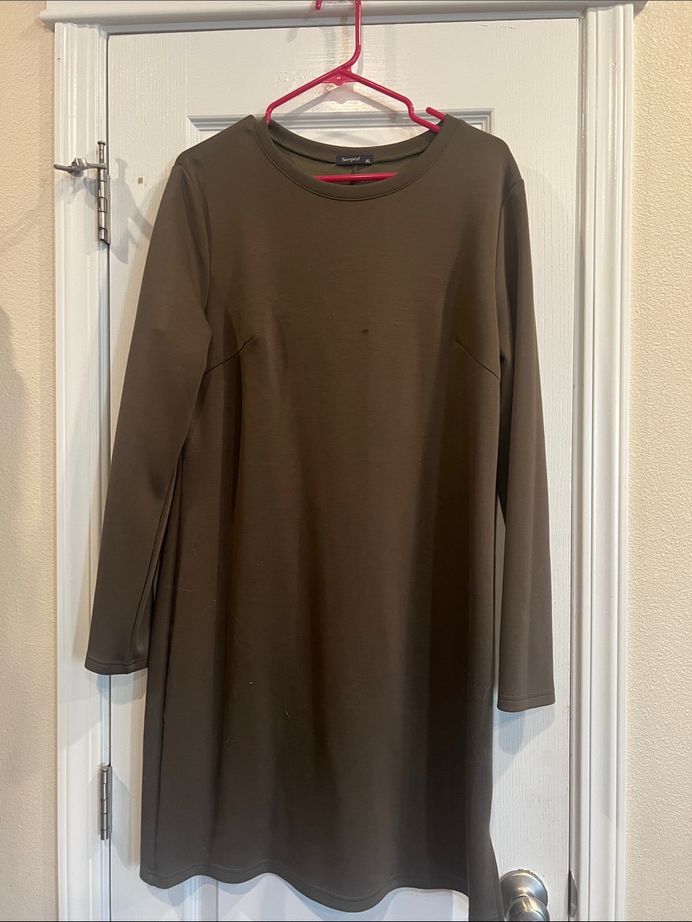 Talbots Olive Shift Dress with Long Sleeves